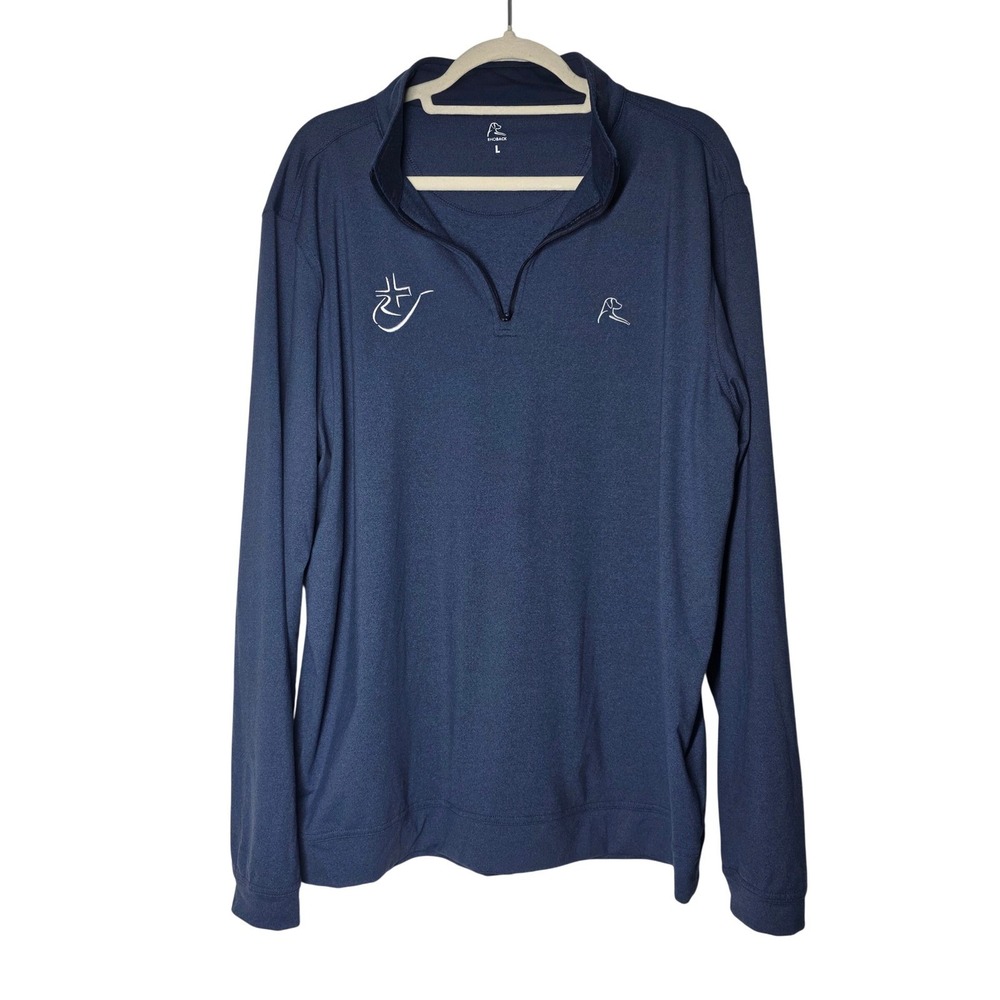 Rhoback Mens Performance Quarter Zip Pullover Navy Blue Heather Large Golf